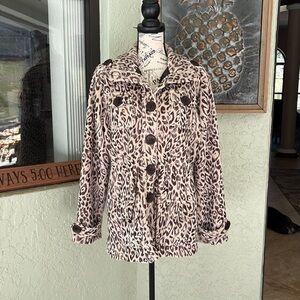 *BAXIS & BAXIS jacket button down front long sleeve animal print Sz L